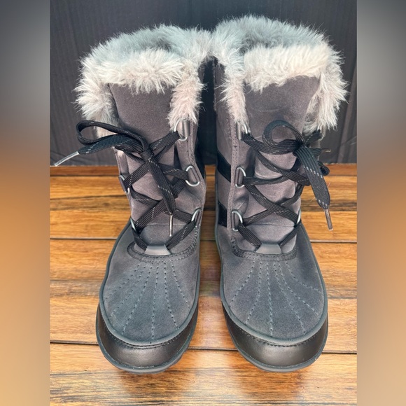 Sorel Women's Waterproof Gray Suede Fur Trim Winter Boots Size 10 - Picture 1 of 11